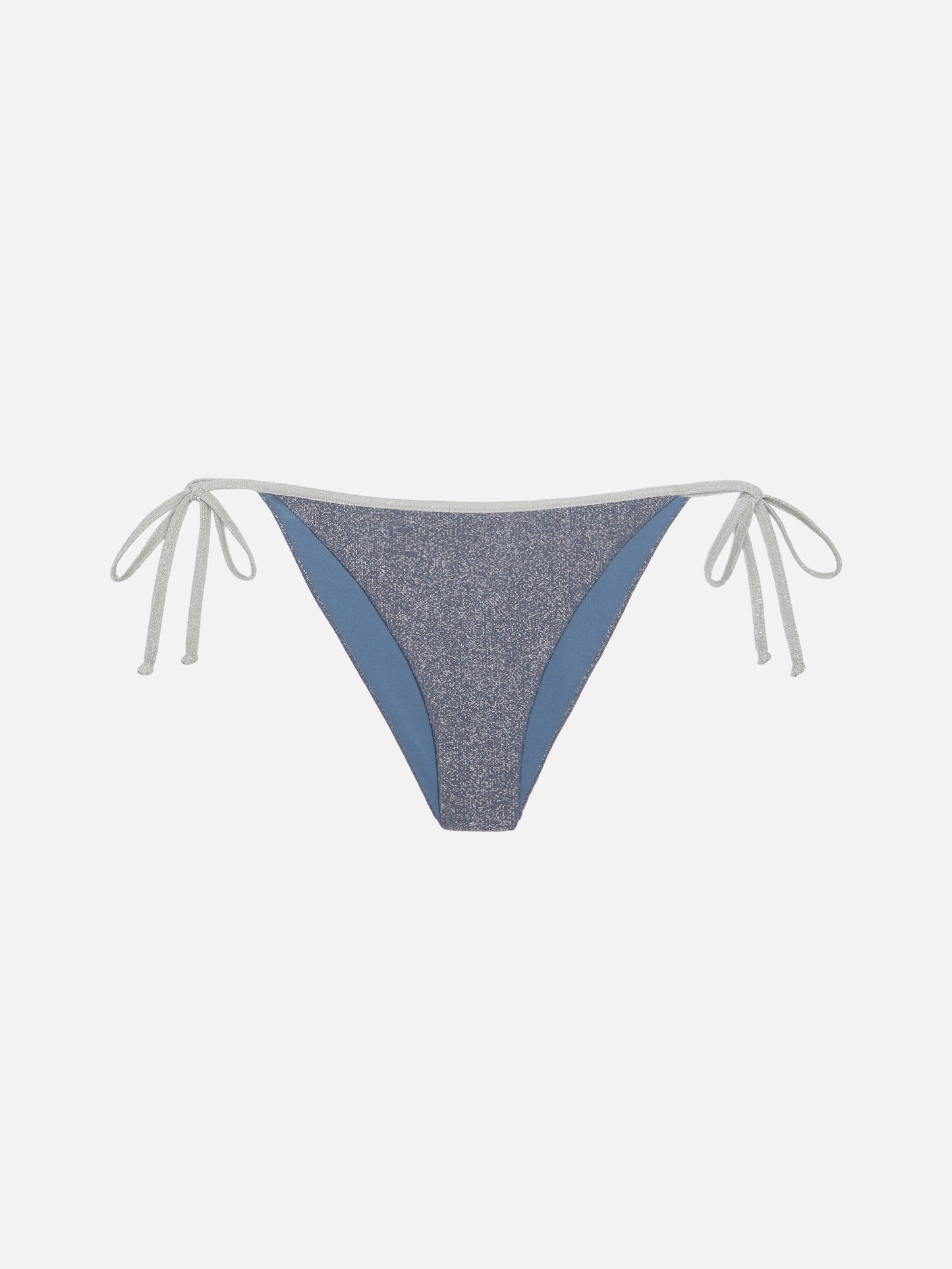 Marielle avio blue lurex classic swim briefs with silver piping