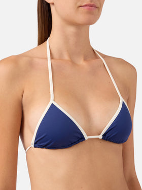 Leah Virgo String-Bikini mit blauem Kontrastbesatz 