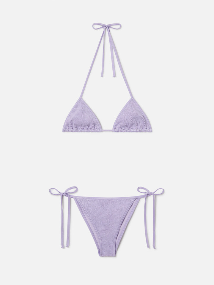 Leah Marielle lilac crinkle lurex bikini