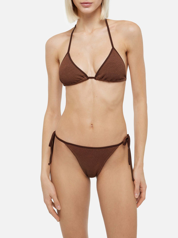 Classic crinkle triangle bikini Leah Norah in brown