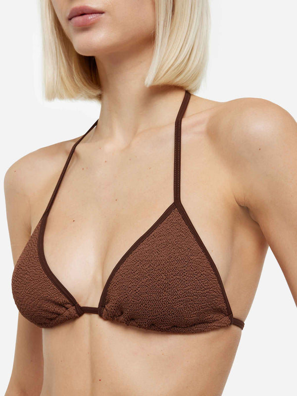 Classic crinkle triangle bikini Leah Norah in brown