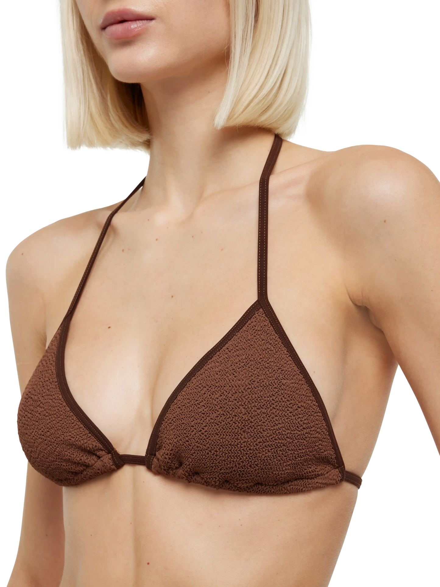 Classic crinkle triangle bikini Leah Norah in brown