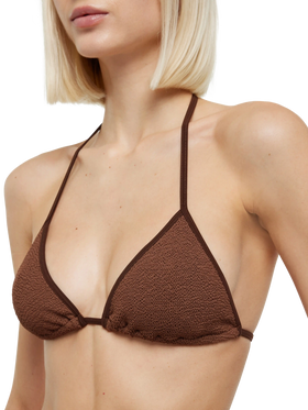 Leah top triangolo in crinkle color marrone