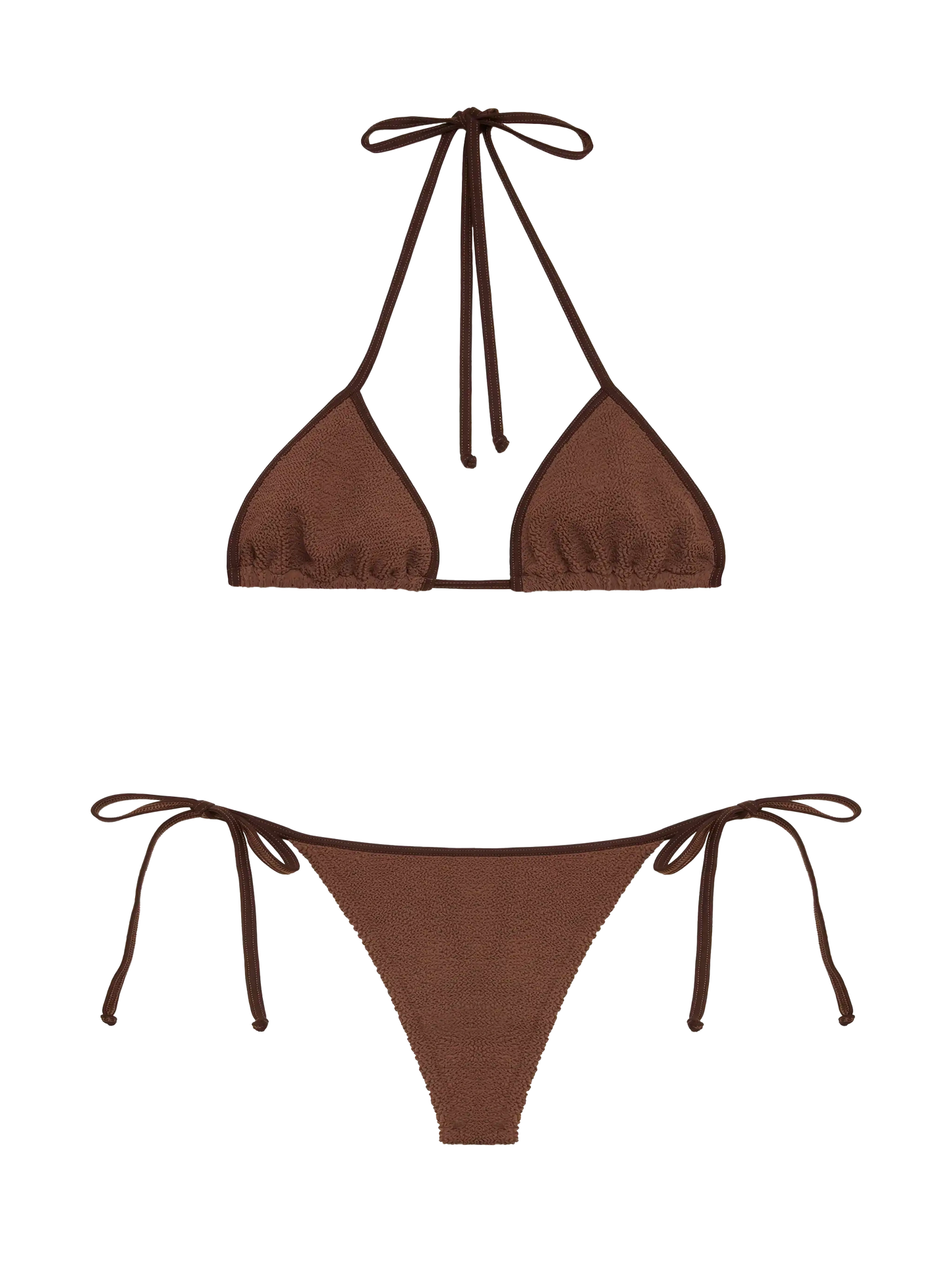 Classic crinkle triangle bikini Leah Norah in brown