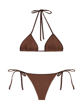 Classic crinkle triangle bikini Leah Norah in brown