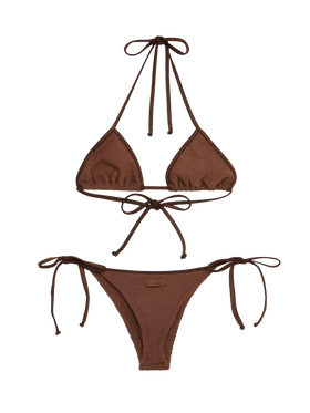 Classic crinkle triangle bikini Leah Norah in brown