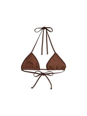 Leah top triangolo in crinkle color marrone