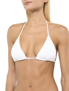 Leah – Weißes Crinkle-Triangel-Top