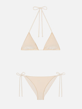 Bikini Leah Virgo Overlock in velluto oro
