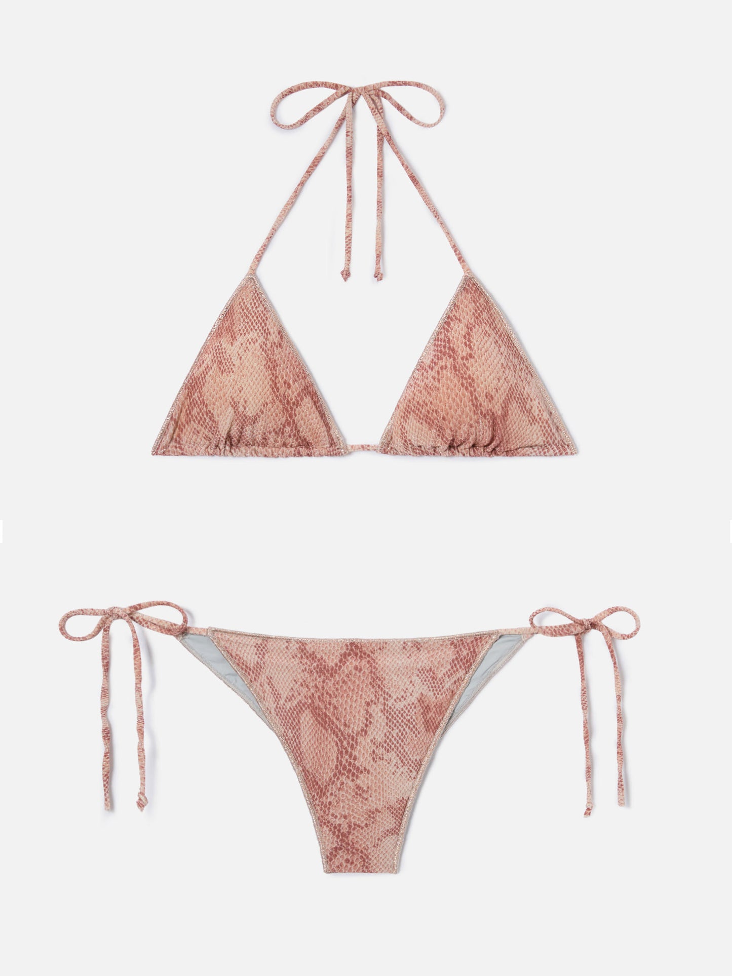 Leah Marielle Overlock python-print lurex bikini