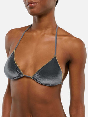 Leah velvet triangle top with gold piping