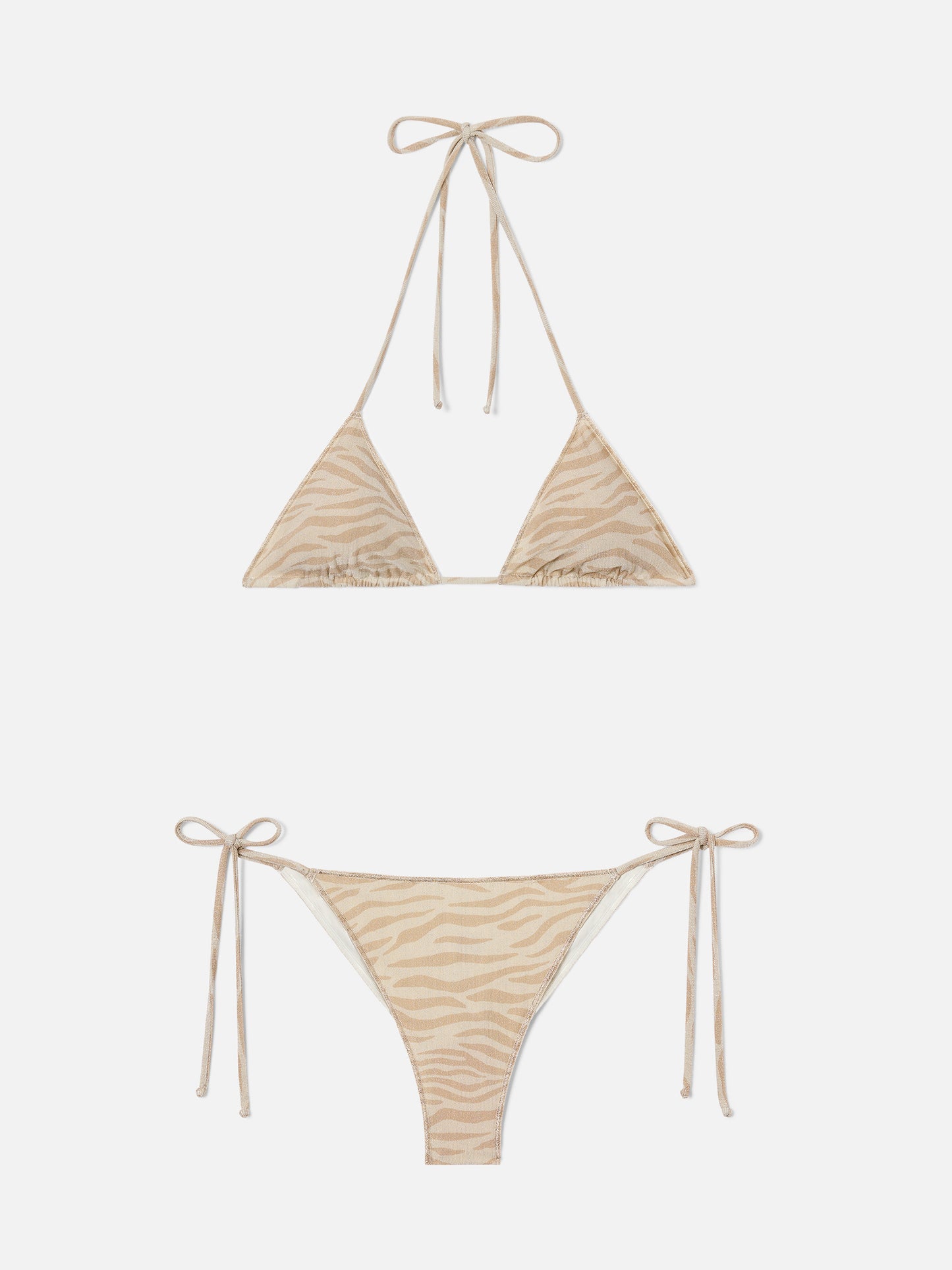 Leah Marielle Overlock Bikini aus Lurex mit Zebra-Print 