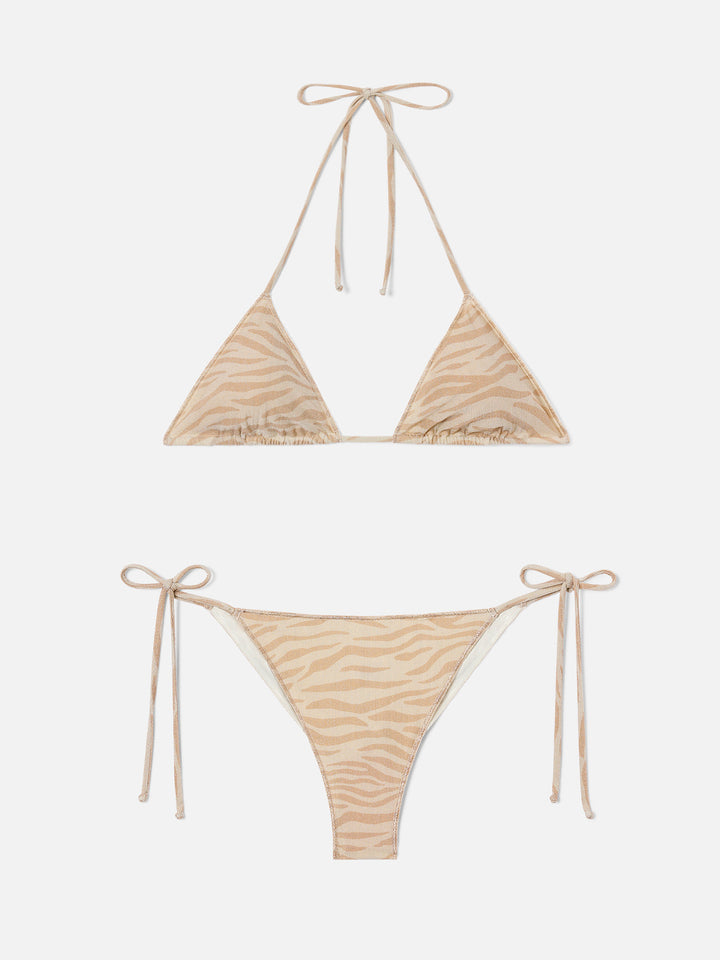 Bikini Leah Marielle Overlock en lurex à imprimé zèbre 