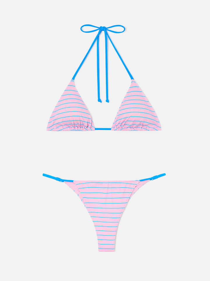 Lezzy Bikini with pink and blue stripes