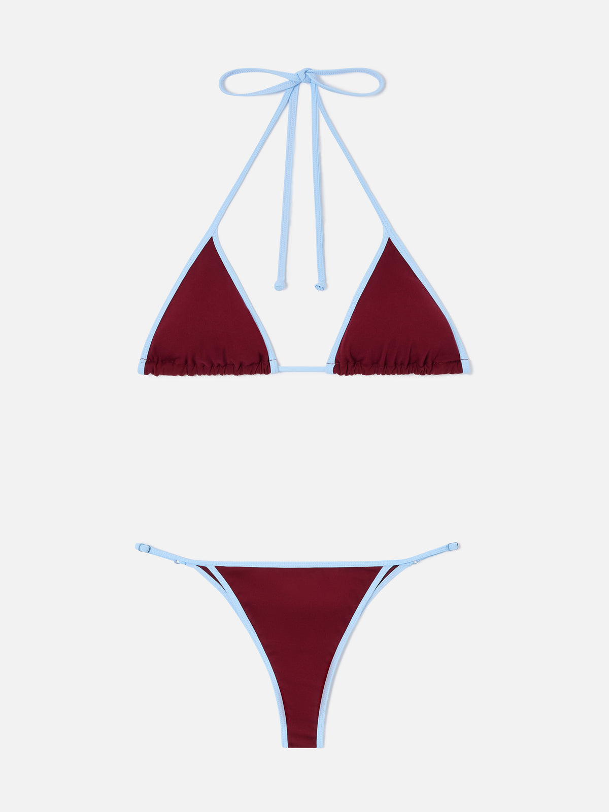 Bikini Lezzy String bordeaux con bordi a contrasto