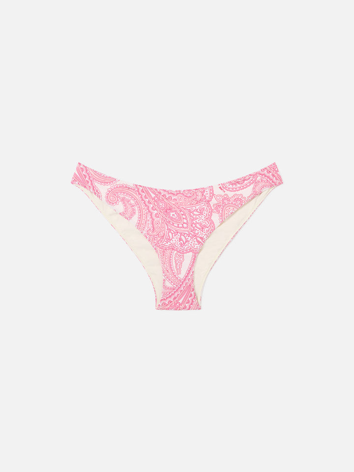 Pink Lido swim briefs with paisley print