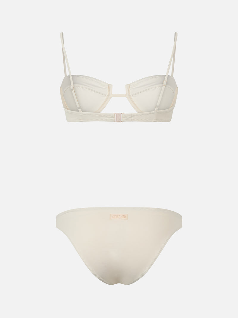 Bikini a bralette con ferretto bianco sporco da donna Salina Lido