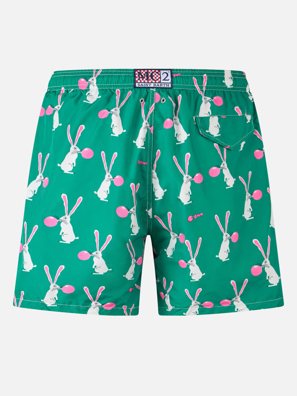 Man lightweight fabric swimshorts Lighting with Big Babol rabbits print | BIG BABOL SPECIAL EDITION