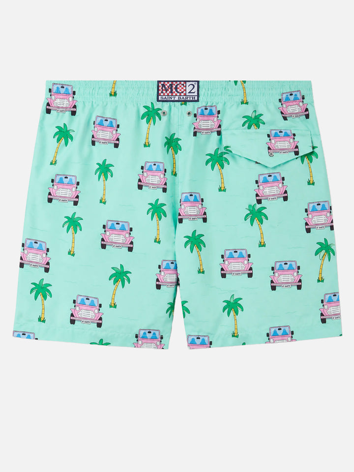 Badeshorts für Herren aus leichtem Stoff Lighting mit Geländewagen-Aufdruck