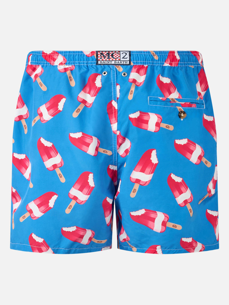 Man swim shorts with Fior di Fragola print  | Algida® Special Edition