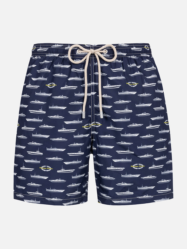 Herren-Badeshorts aus leichtem Stoff mit Magnum Marine-Print | MAGNUM MARINE SONDEREDITION