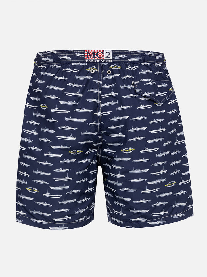Herren-Badeshorts aus leichtem Stoff mit Magnum Marine-Print | MAGNUM MARINE SONDEREDITION