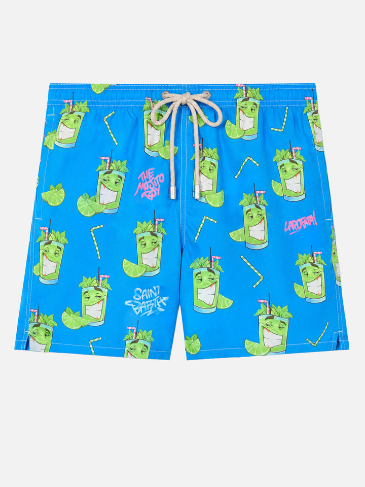 Herren-Badeshorts aus leichtem Stoff Lighting mit Cryptopuppets-Aufdruck | CRYPTOPUPPET-SONDERAUSGABE