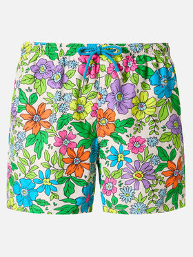 Lightweight fabric swim shorts Lighting with floral print