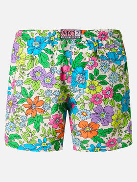 Lightweight fabric swim shorts Lighting with floral print