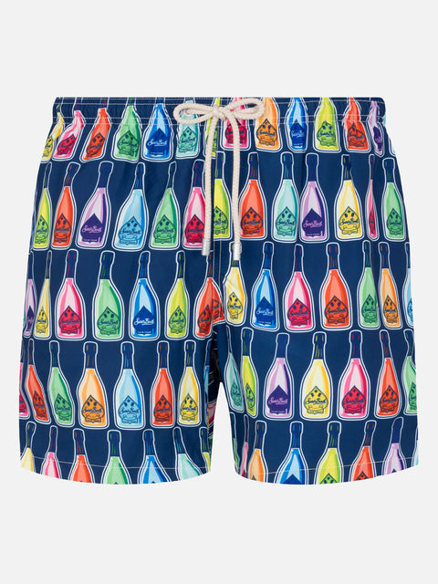Lightweight fabric swim-shorts Lighting with bottles print - MC2 Saint Barth