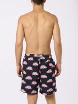 Man light fabric swim shorts with cars print | MARCO LODOLA SPECIAL EDITION