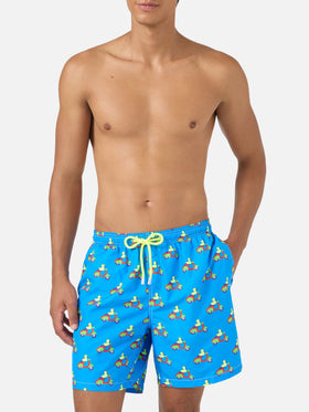 Shorts mare blu con stampa paperelle su scooter | Special Edition