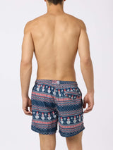 Herren-Badeshorts aus leichtem Stoff mit Schneemann-Print