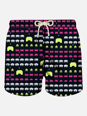 Herren-Badeshorts aus leichtem Stoff mit Weltraum-Print