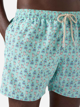 Light green Lighting Micro swim shorts with paloma all-over print
