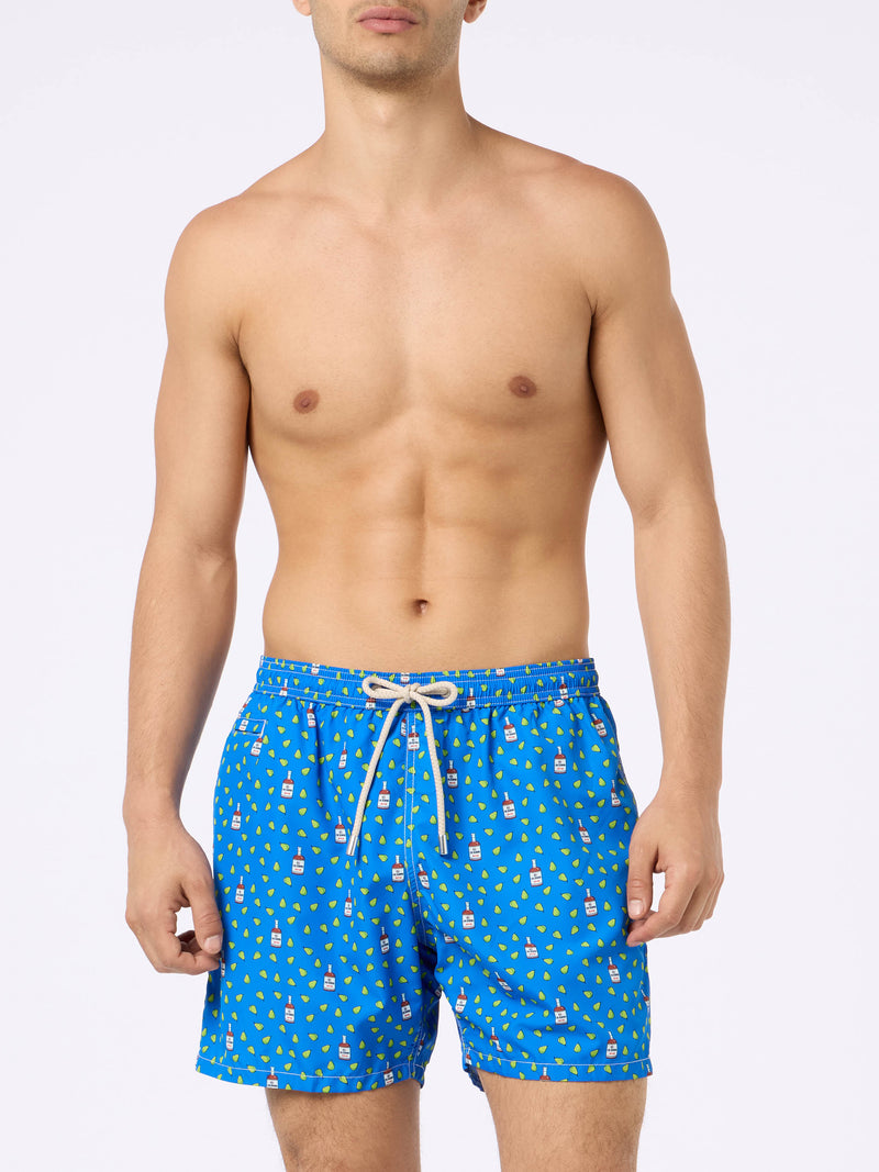 Man lightweight fabric swim-shorts Lighting Micro Fantasy with rum and pear print