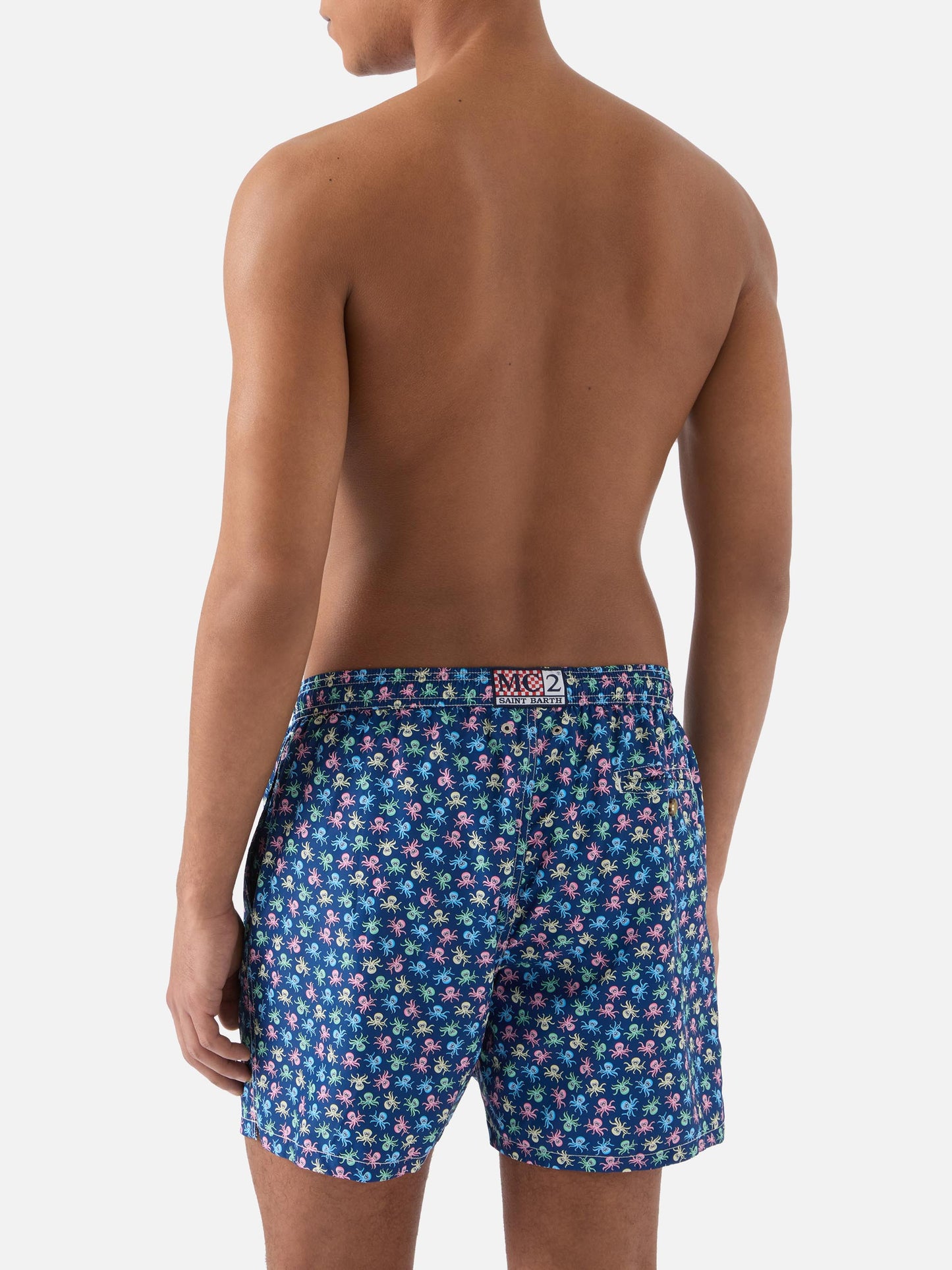 Navy Lighting Micro swim shorts with octopus all-over print