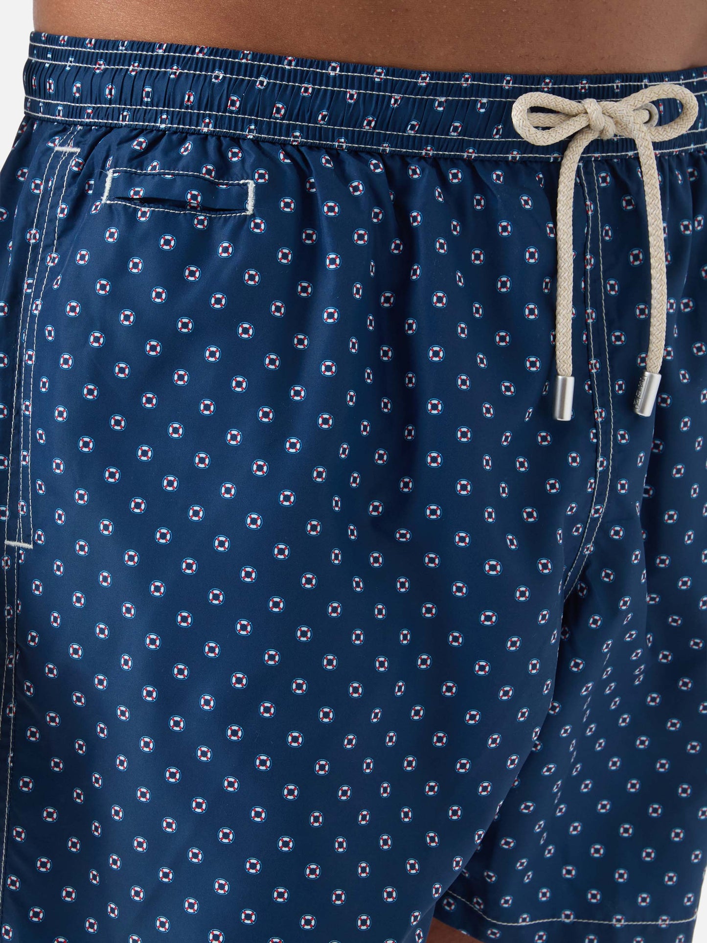 Navy Lighting Micro swim shorts with mini lifebuoy print