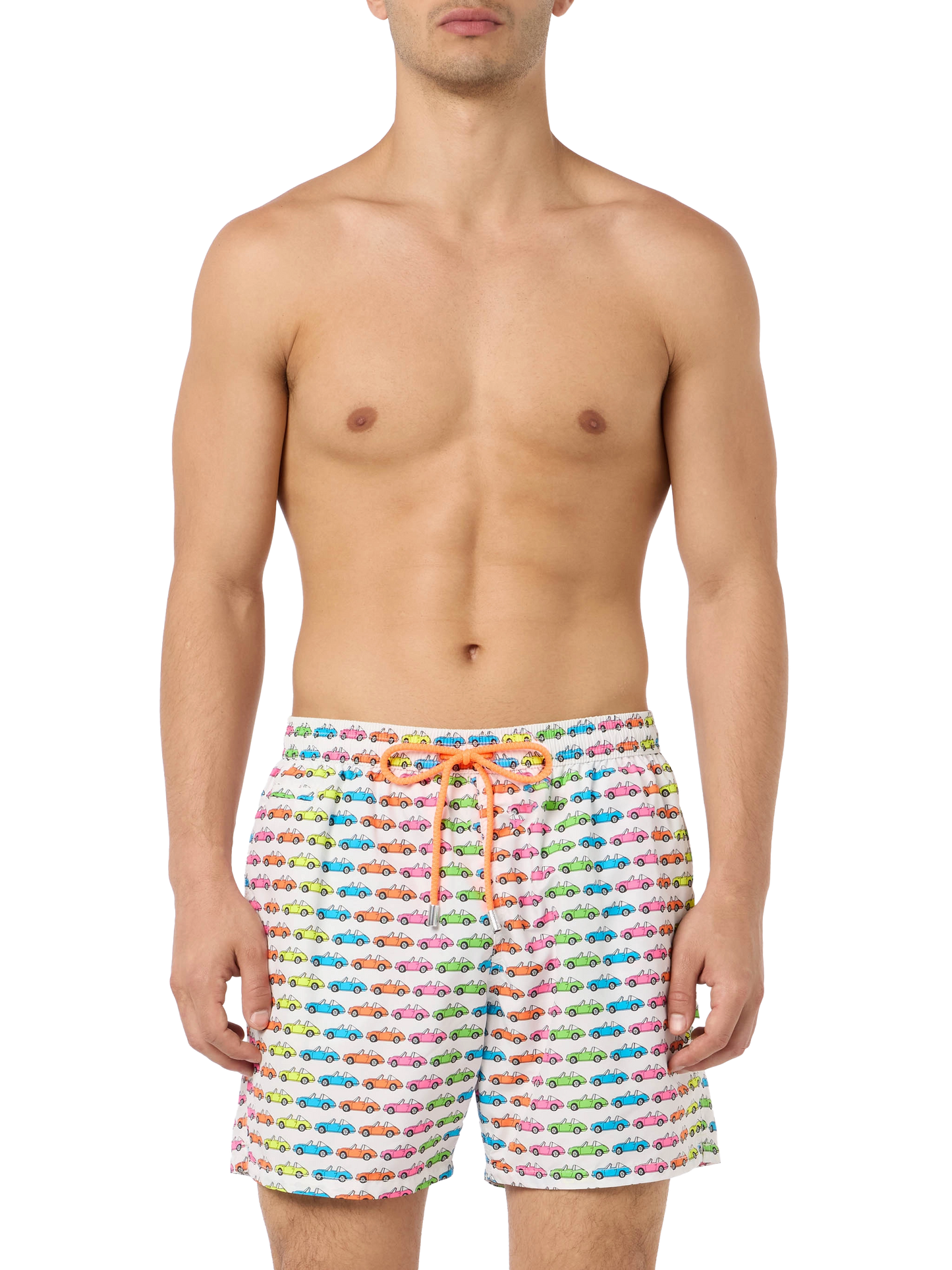 Man lightweight fabric swim-shorts Lighting Micro Fantasy with car print
