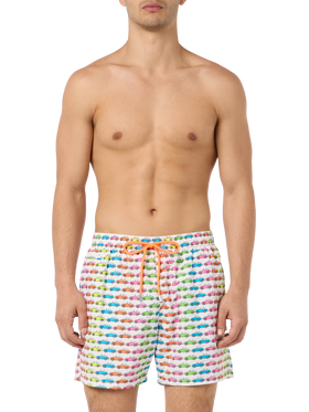 Man lightweight fabric swim-shorts Lighting Micro Fantasy with car print