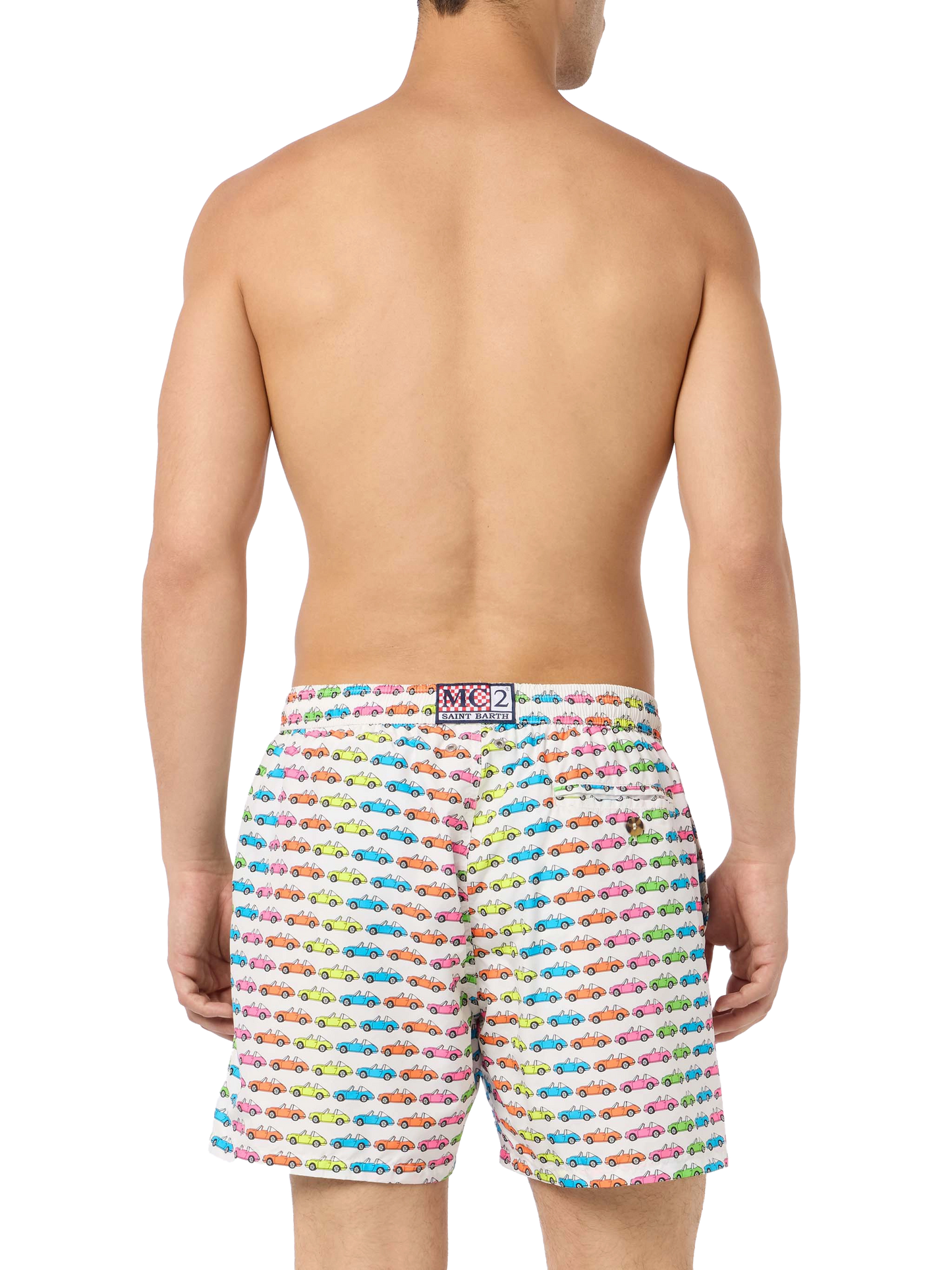 Man lightweight fabric swim-shorts Lighting Micro Fantasy with car print