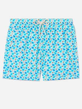 Short de bain Lighting Micro Fantasy en tissu technique avec motif éléphant bleu et multicolore 
