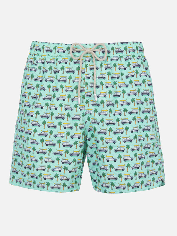 Man lightweight fabric swim-shorts Lighting Micro Fantasy with Panda print | PANDA SPECIAL EDITION