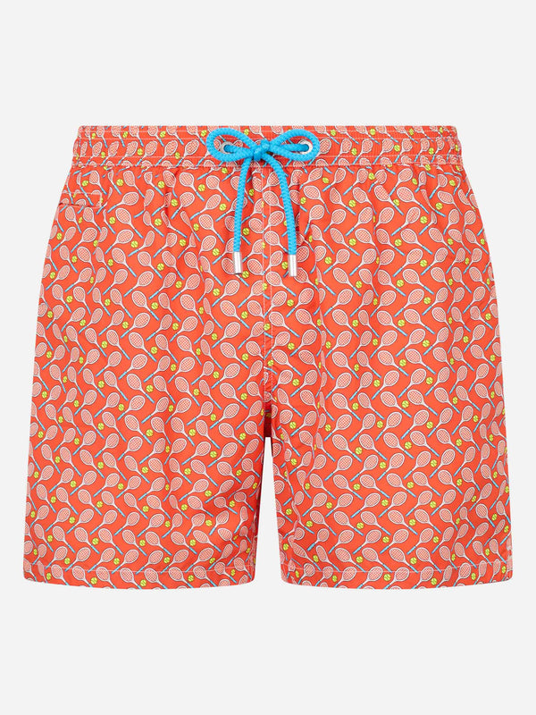 Man lightweight fabric swim-shorts Lighting Micro Fantasy with tennis print