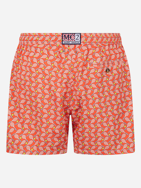 Man lightweight fabric swim-shorts Lighting Micro Fantasy with tennis print