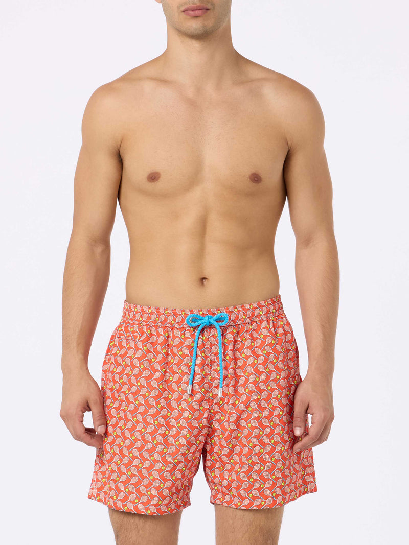 Man lightweight fabric swim-shorts Lighting Micro Fantasy with tennis print