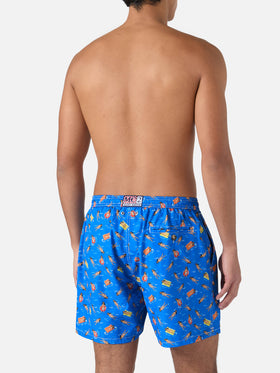 Lightweight fabric swim shorts Lighting with fun doll print