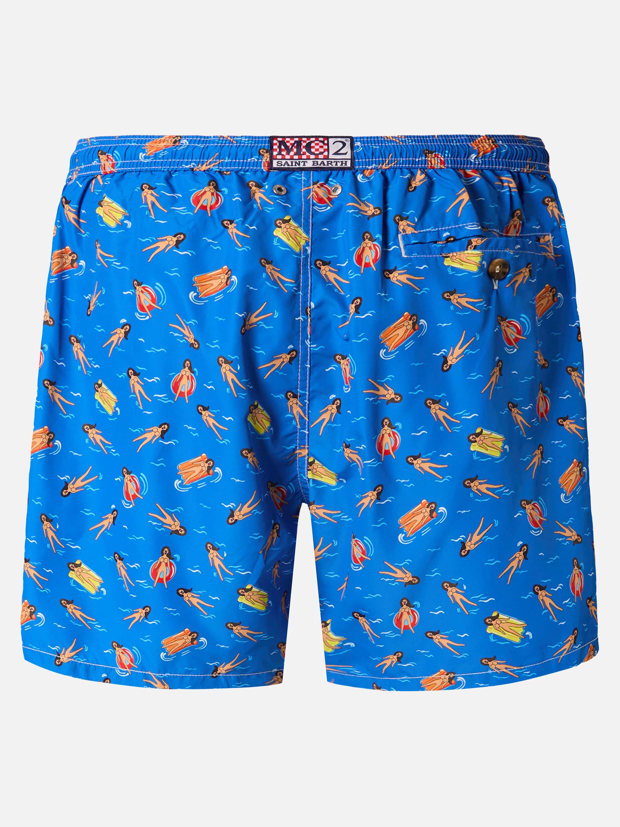 Lightweight fabric swim shorts Lighting with fun doll print – MC2