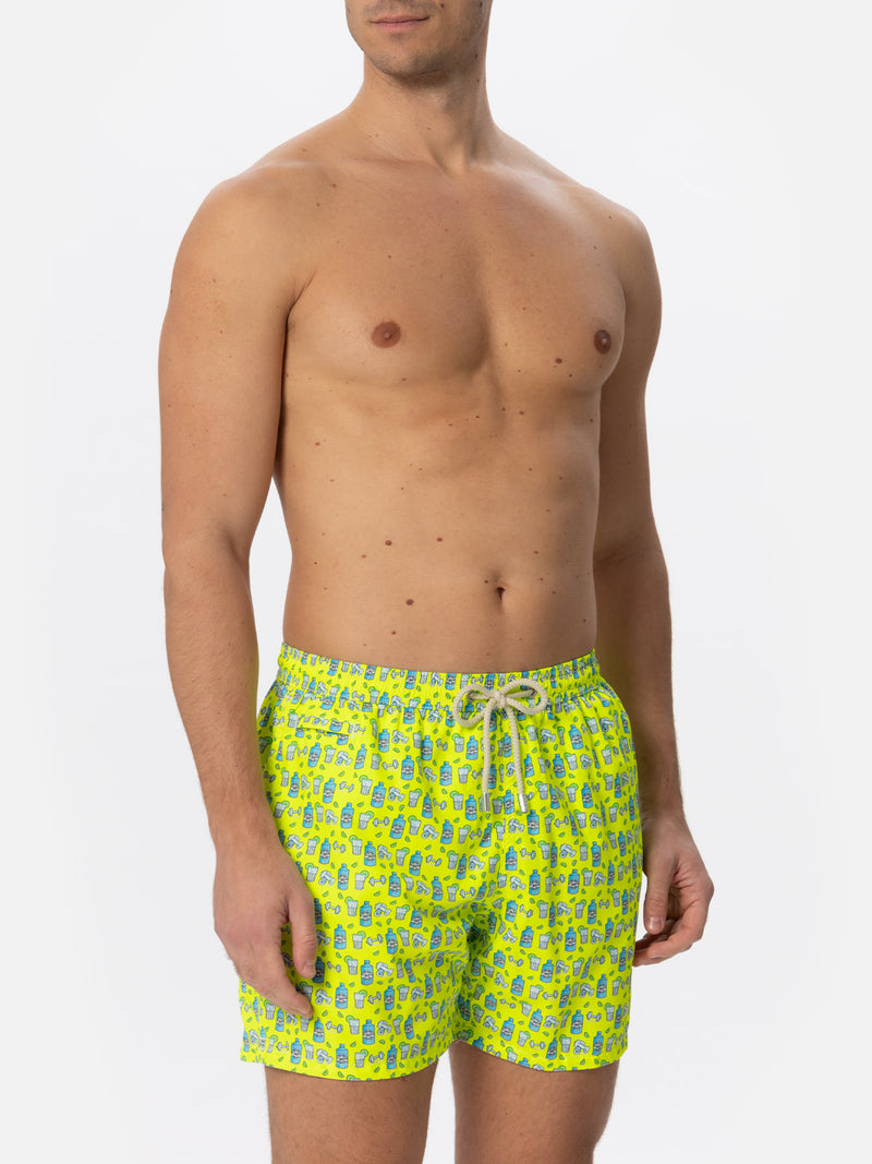 Herren-Badeshorts aus leichtem Stoff mit Gin- und Gym-Print | GIN MARE SONDEREDITION