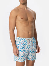 Man light fabric swim shorts with jellyfish print